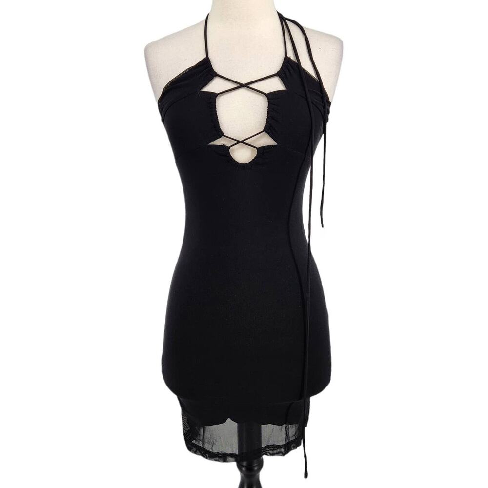 Princess Polly Tie Front Bodycon Halter Mini Dress Womens Size 2